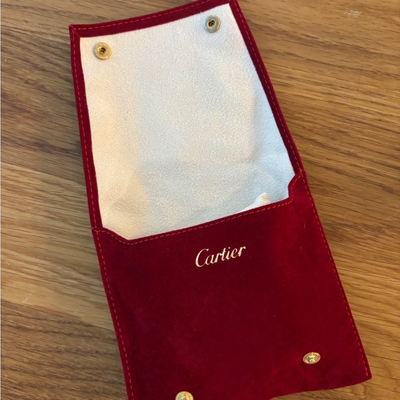 Cartier Red Velvet Jewelry Pouch with Cream Pillow Insert - Picture 3 of 3